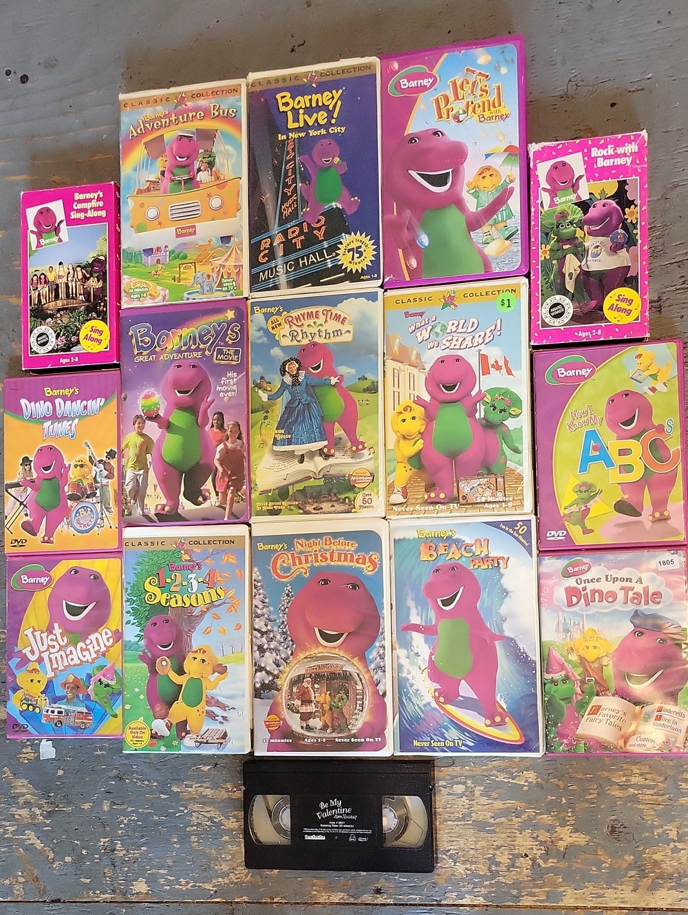 Barney VHS/DVD Collection - Pink and Green Barney Covers